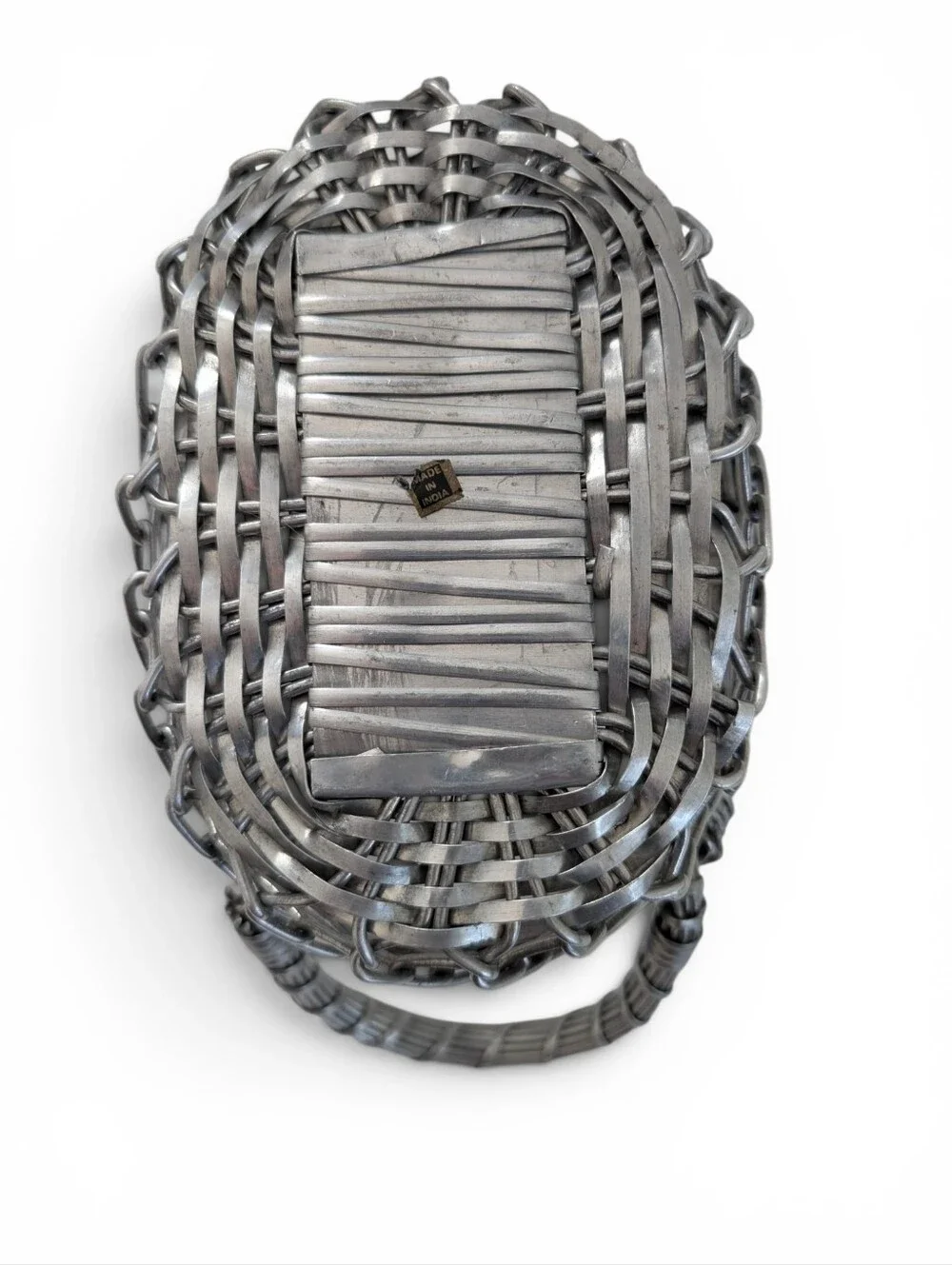 VINTAGE Woven Decorative Silver Basket Handles Indian Aluminum Metal Wire